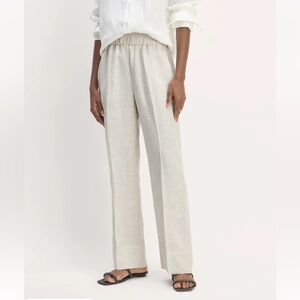 Everlane Linen Easy Pant NWOT  XSmall Stone and White Striped PullOn w Pockets
